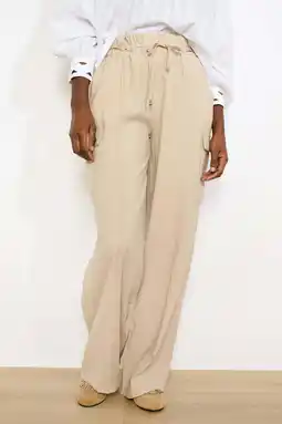 Wehkamp LOLALIZA wide leg highwaist cargobroek beige aanbieding