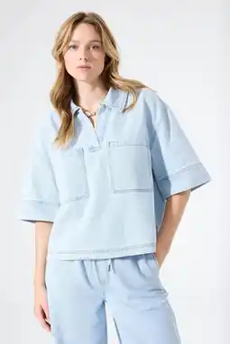 Wehkamp Garcia cropped top light blue denim aanbieding
