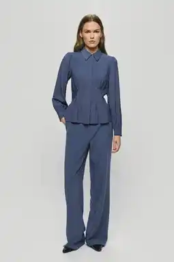 Wehkamp MSCH Copenhagen wide leg regularwaist broek grijsblauw aanbieding