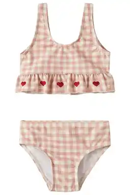 Wehkamp LIL' ATELIER MINI bikini met ruitenprint roze/wit aanbieding