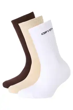 Wehkamp Aim'n sportsokken - wit/beige/donkerbruin (set van 3) aanbieding