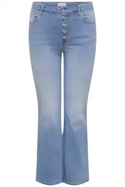Wehkamp ONLY CARMAKOMA Carlauren Hw Push Up Flared Dnm Cot718 highwaist bootcut jeans light blue denim aanbieding