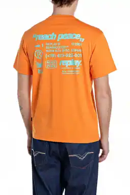 Wehkamp REPLAY regular T-shirt met backprint oranje aanbieding