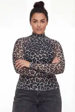 Wehkamp Colourful Rebel Curve top met col met dierenprint bruin aanbieding