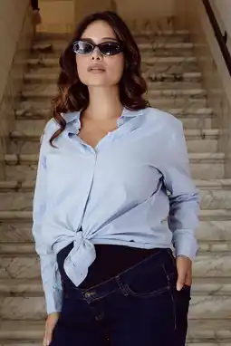 Wehkamp LOVE2WAIT zwangerschaps blouse lichtblauw aanbieding