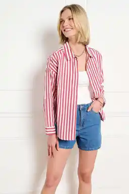 Wehkamp LOLALIZA gestreepte blouse met linnen roze aanbieding