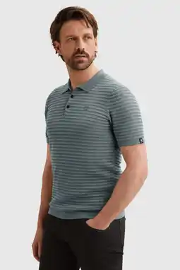 Wehkamp Vanguard regular polo gebreid blauw aanbieding