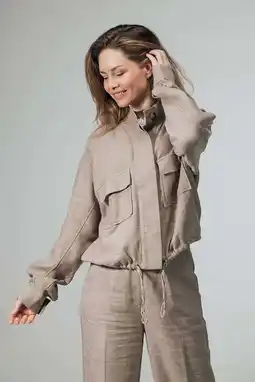 Wehkamp LabeL DOT zomerjas met linnen taupe aanbieding