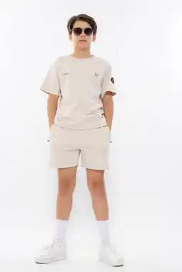 Wehkamp No Way Monday T-shirt + sweatshort beige aanbieding