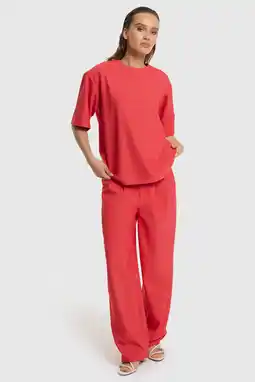 Wehkamp Refined Department straight regularwaist broek koraalrood aanbieding