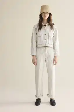 Wehkamp Summum straight regularwaist broek met krijtstreep ecru aanbieding