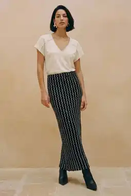 Wehkamp VERO MODA midi rok met print - zwart aanbieding