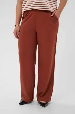 Wehkamp Kaffe Curve wide leg regularwaist broek roodbruin aanbieding