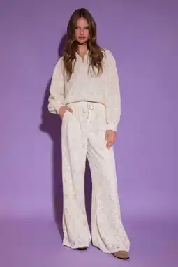 Wehkamp AMAYA Amsterdam kanten highwaist broek ecru aanbieding