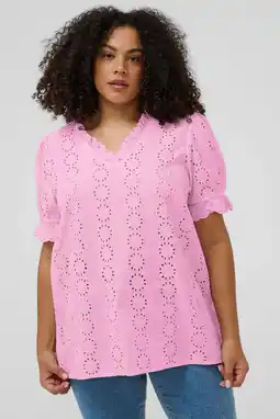 Wehkamp Kaffe Curve blousetop roze broderie aanbieding
