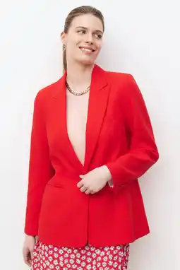 Wehkamp Caroll getailleerde blazer met linnen rood aanbieding