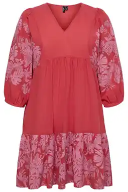 Wehkamp VERO MODA CURVE gebloemde tuniek rood aanbieding