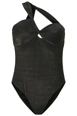Wehkamp PIECES one shoulder badpak PCLAOMI met lurex zwart aanbieding