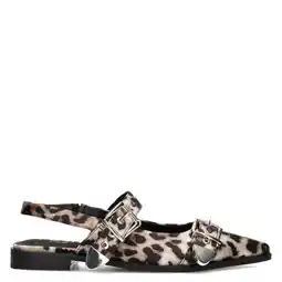Wehkamp POSH by Poelman Julia slingback loafers met panterprint beige aanbieding