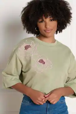 Wehkamp LOLALIZA gebloemde sweater lichtkaki aanbieding