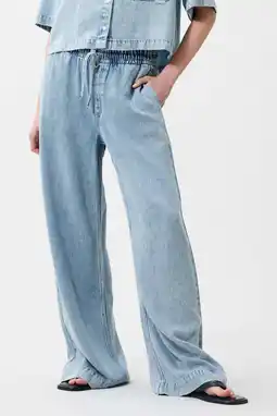 Wehkamp Catwalk Junkie denim wide leg highwaist broek light blue denim aanbieding