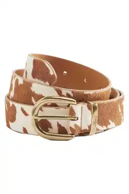 Wehkamp Levi's leren riem Phoebe met koeienprint ecru/bruin aanbieding