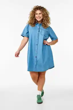 Wehkamp Zizzi denim jurk medium blue denim aanbieding