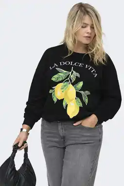 Wehkamp ONLY CARMAKOMA sweater met backprint zwart aanbieding