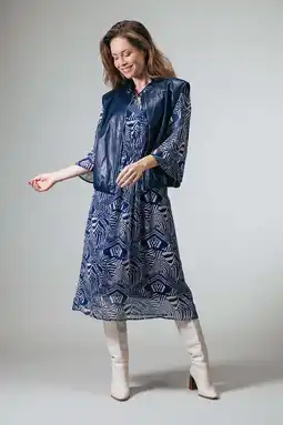 Wehkamp LabeL DOT midi jurk blauw aanbieding