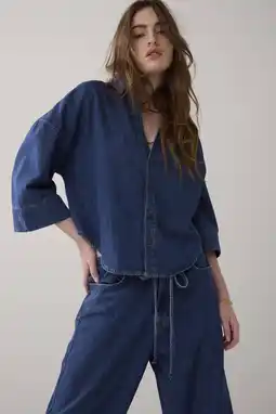 Wehkamp Summum denim blouse dark blue denim aanbieding