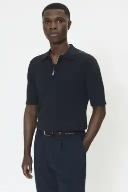 Wehkamp Matinique regular polo rib gebreid donkerblauw aanbieding