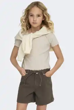 Wehkamp KIDS ONLY GIRL T-shirt rib gebreid beige aanbieding