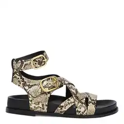 Wehkamp JOSH V Serena leren sandalen met dierenprint beige aanbieding