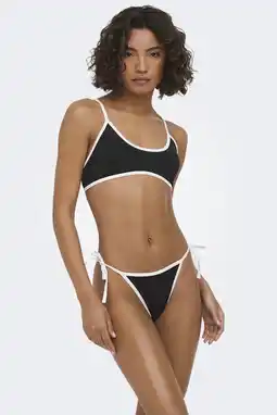Wehkamp ONLY voorgevormde crop bikini set met strik - zwart aanbieding