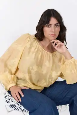 Wehkamp Wasabiconcept gebloemde blousetop geel aanbieding