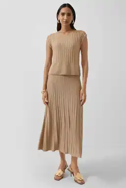 Wehkamp s.Oliver BLACK LABEL midi jurk met glitter beige aanbieding