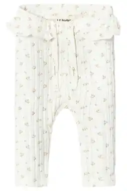 Wehkamp LIL' ATELIER BABY slim fit legging met print en ruches - ecru aanbieding