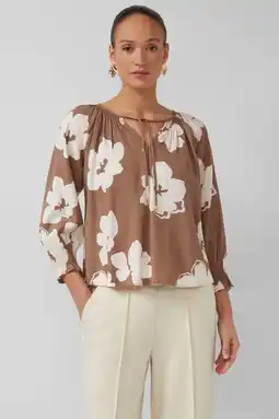 Wehkamp s.Oliver BLACK LABEL gebloemde blousetop bruin aanbieding