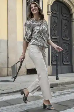 Wehkamp Elvira Collections gebloemde blousetop ecru aanbieding