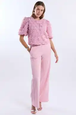 Wehkamp Freebird highwaist flared broek lichtroze aanbieding