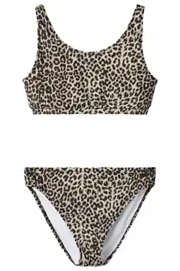 Wehkamp NAME IT KIDS crop bikini met panterprint bruin aanbieding