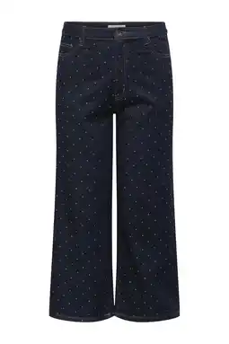 Wehkamp ONLY CARMAKOMA highwaist wide leg jeans dark blue denim aanbieding
