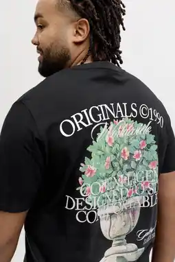 Wehkamp JACK & JONES PLUS SIZE regular T-shirt met backprint Plus Size zwart aanbieding