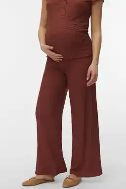 Wehkamp MAMALICIOUS wide leg highwaist zwangerschaps casual broek bruin aanbieding