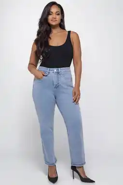 Wehkamp Fox Factor GIGI L.A. Blue highwaist straight leg jeans light blue denim aanbieding