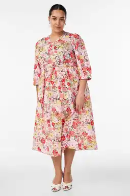 Wehkamp Zizzi gebloemde midi jurk Plus Size - roze aanbieding