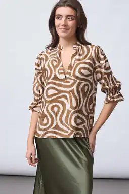 Wehkamp SisterS Point blousetop met print - lichtbruin aanbieding