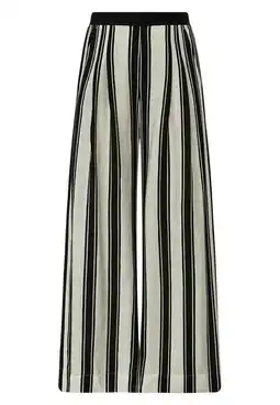 Wehkamp Gossia wide leg regularwaist gestreepte broek ecru aanbieding