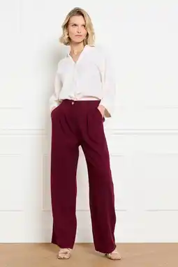 Wehkamp LOLALIZA wide leg regularwaist broek donkerrood aanbieding