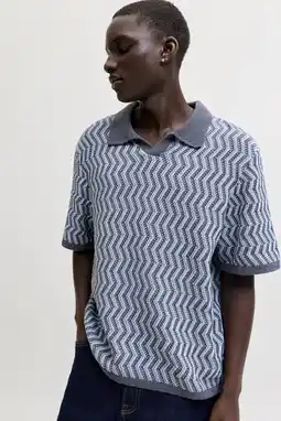 Wehkamp JACK & JONES ORIGINALS relaxed polo gebreid blauw aanbieding